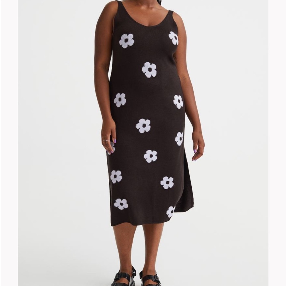 Black & Multi Colored Floral Knit Dress - Picture 1 of 3